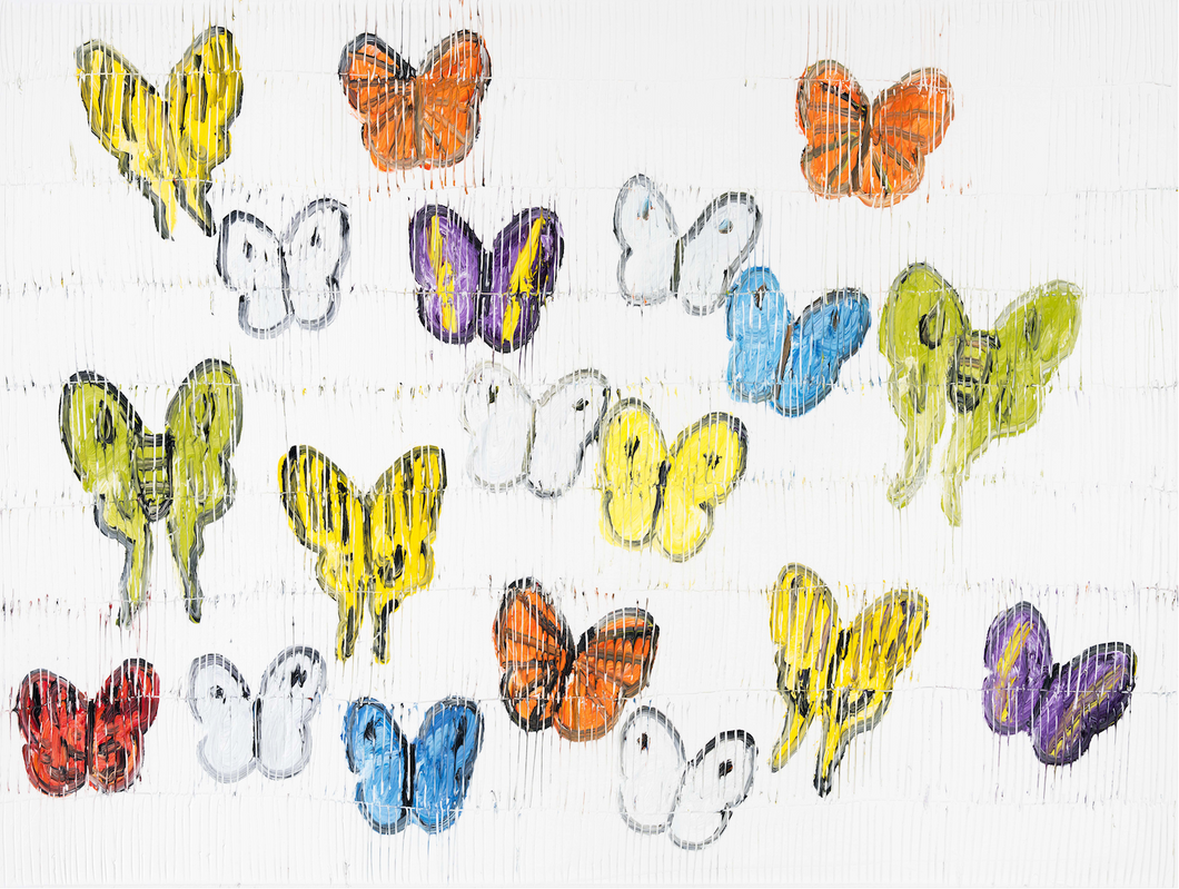 HUNT SLONEM - White Butterflies Fritillary, 2025