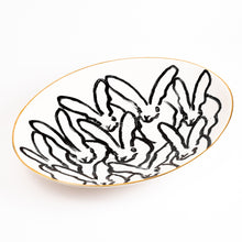 Load image into Gallery viewer, HUNT SLONEM - Rabbit Run Serving Platter White w/ Hand-Painted Gold Rim
