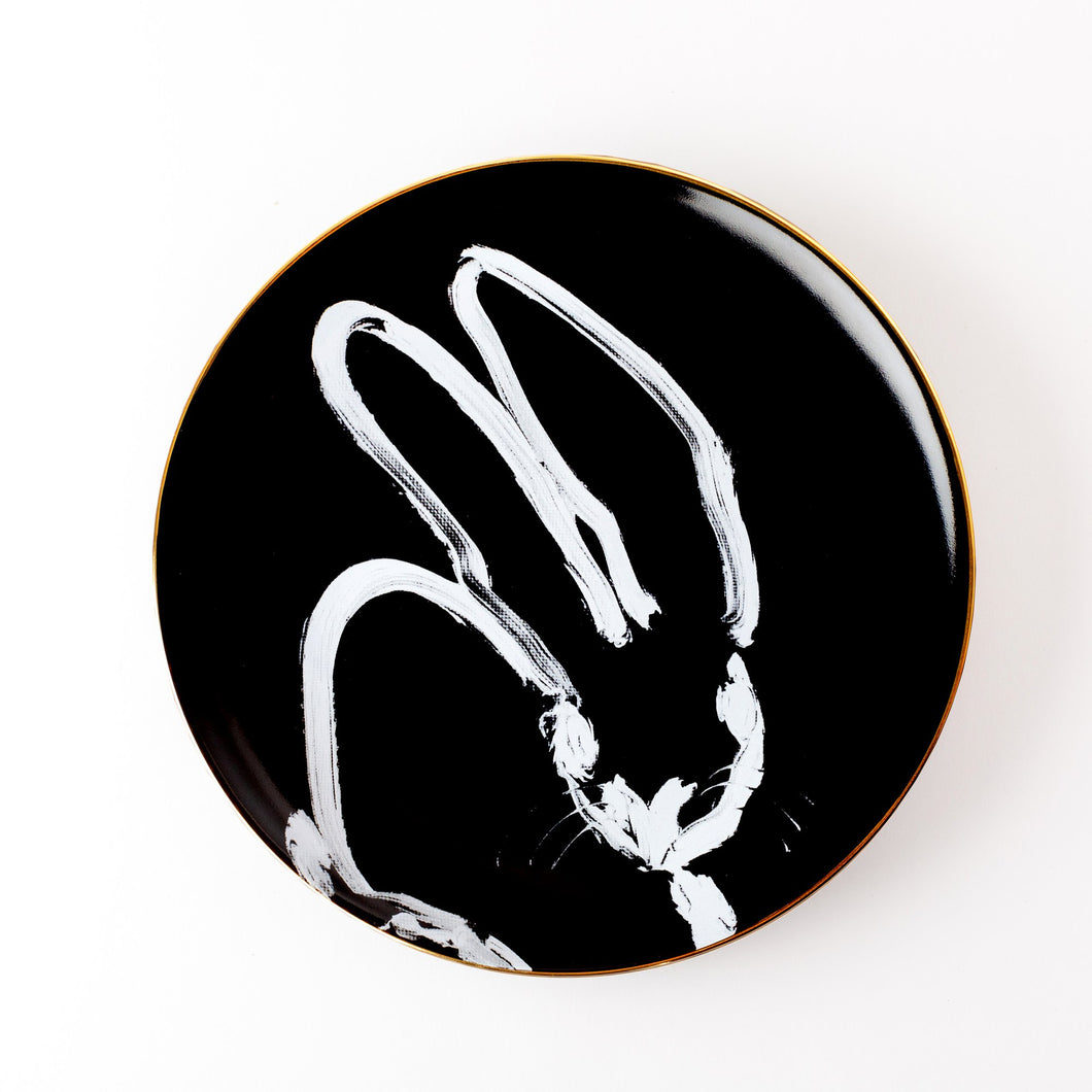 HUNT SLONEM - Rabbit Run Dinner Plate (black)