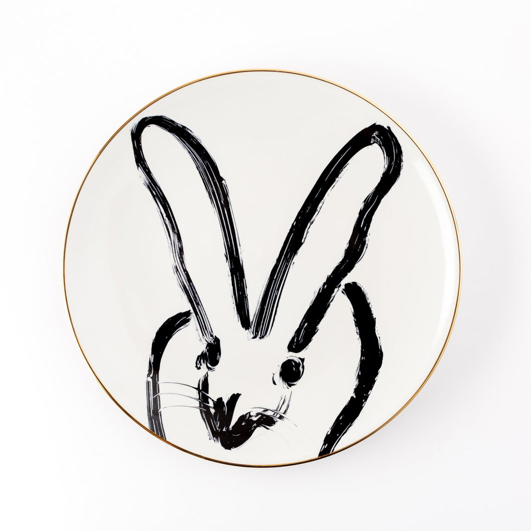 HUNT SLONEM - Rabbit Run Dinner Plate (white)