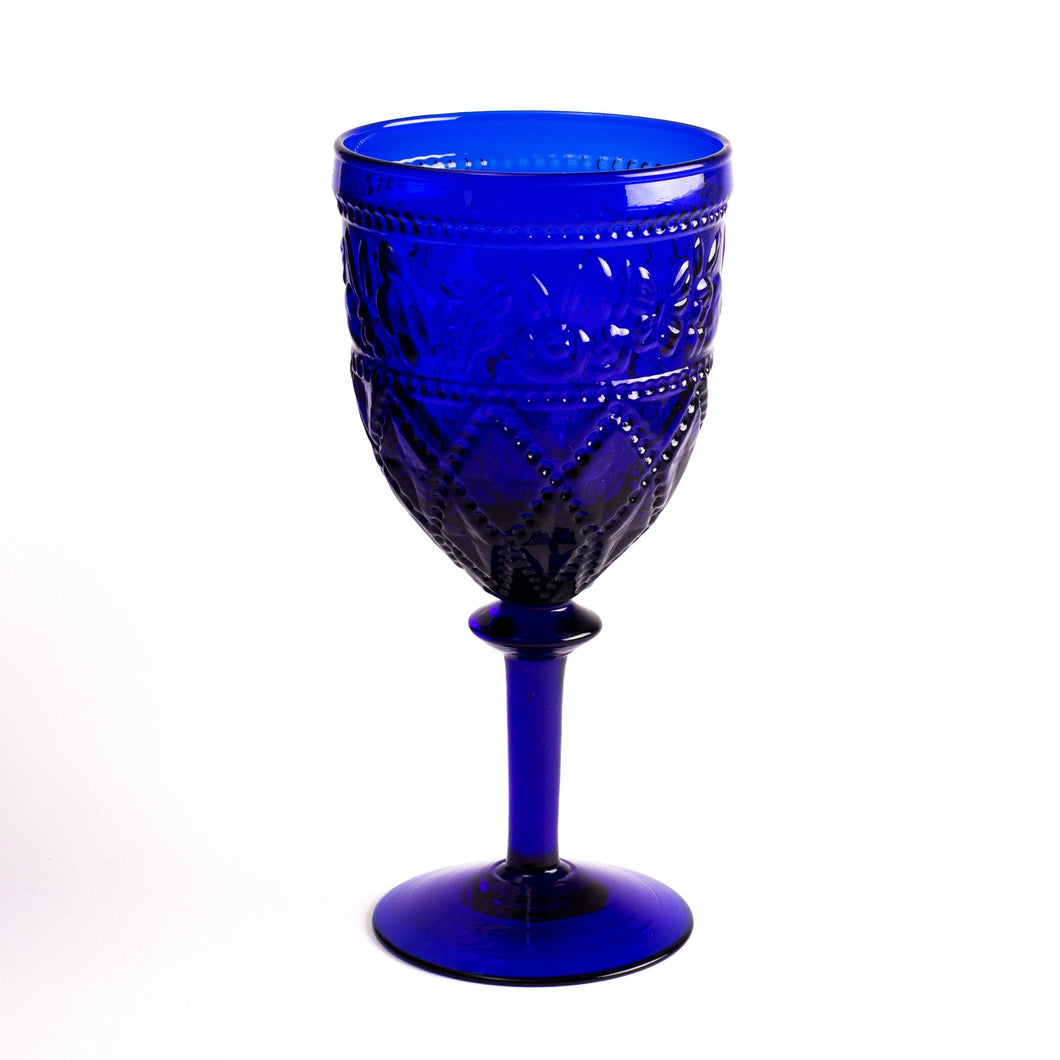HUNT SLONEM- Arcadia Glass Goblet, Cobalt